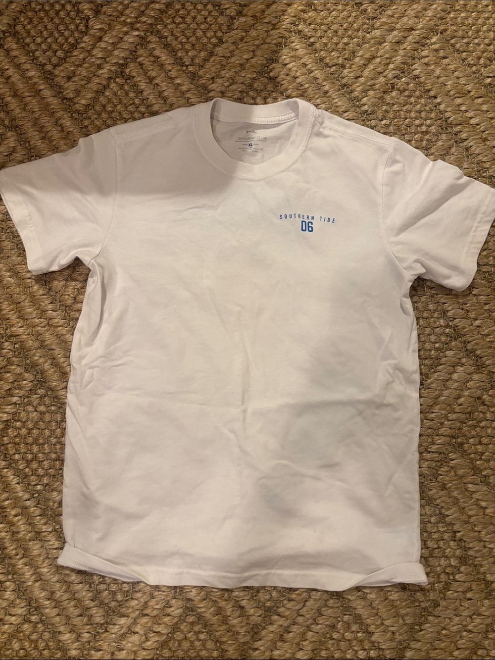 Southern Tide Boys White Short-Sleeve Tee with Blue Chest Print
